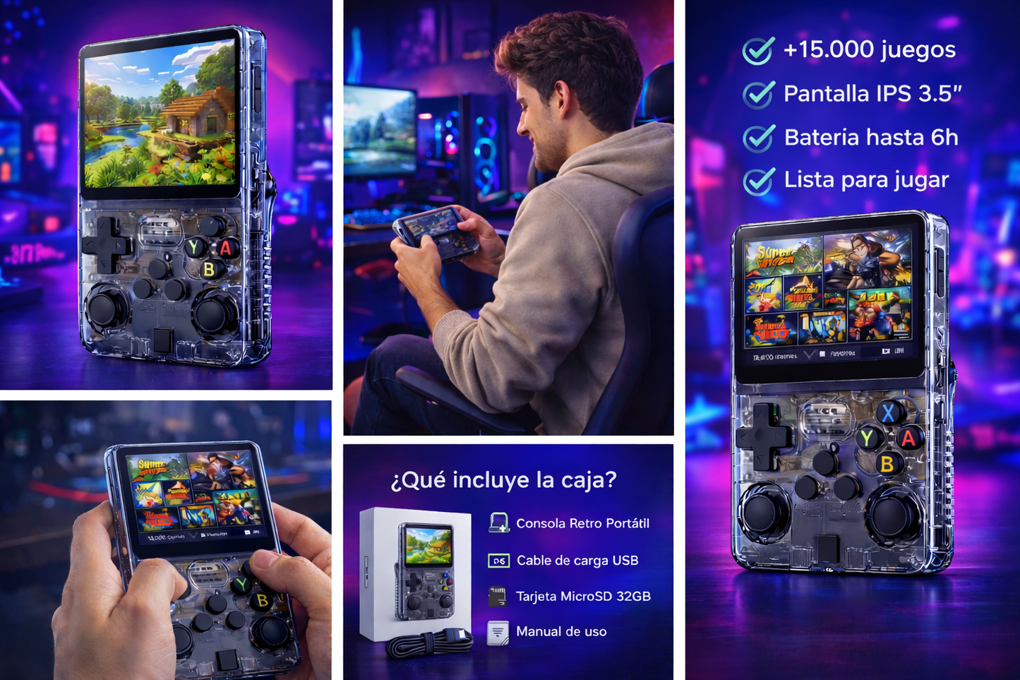 🎮 Consola Portátil 𝑹𝒆𝒕𝒓𝒐 R36S – Revive los Clásicos Donde Quieras